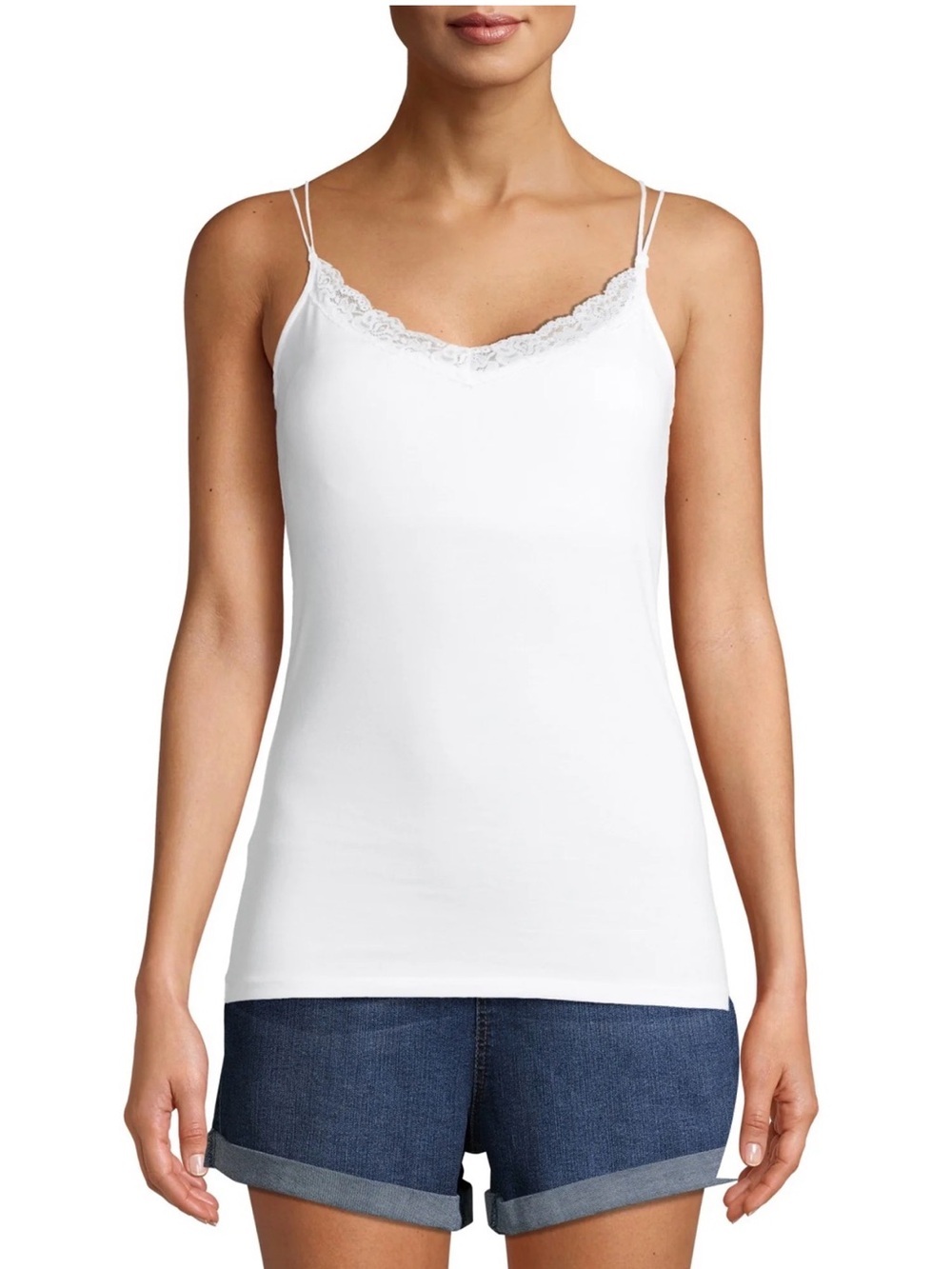 Gloria Vanderbilt White Lace-Trim Camisole